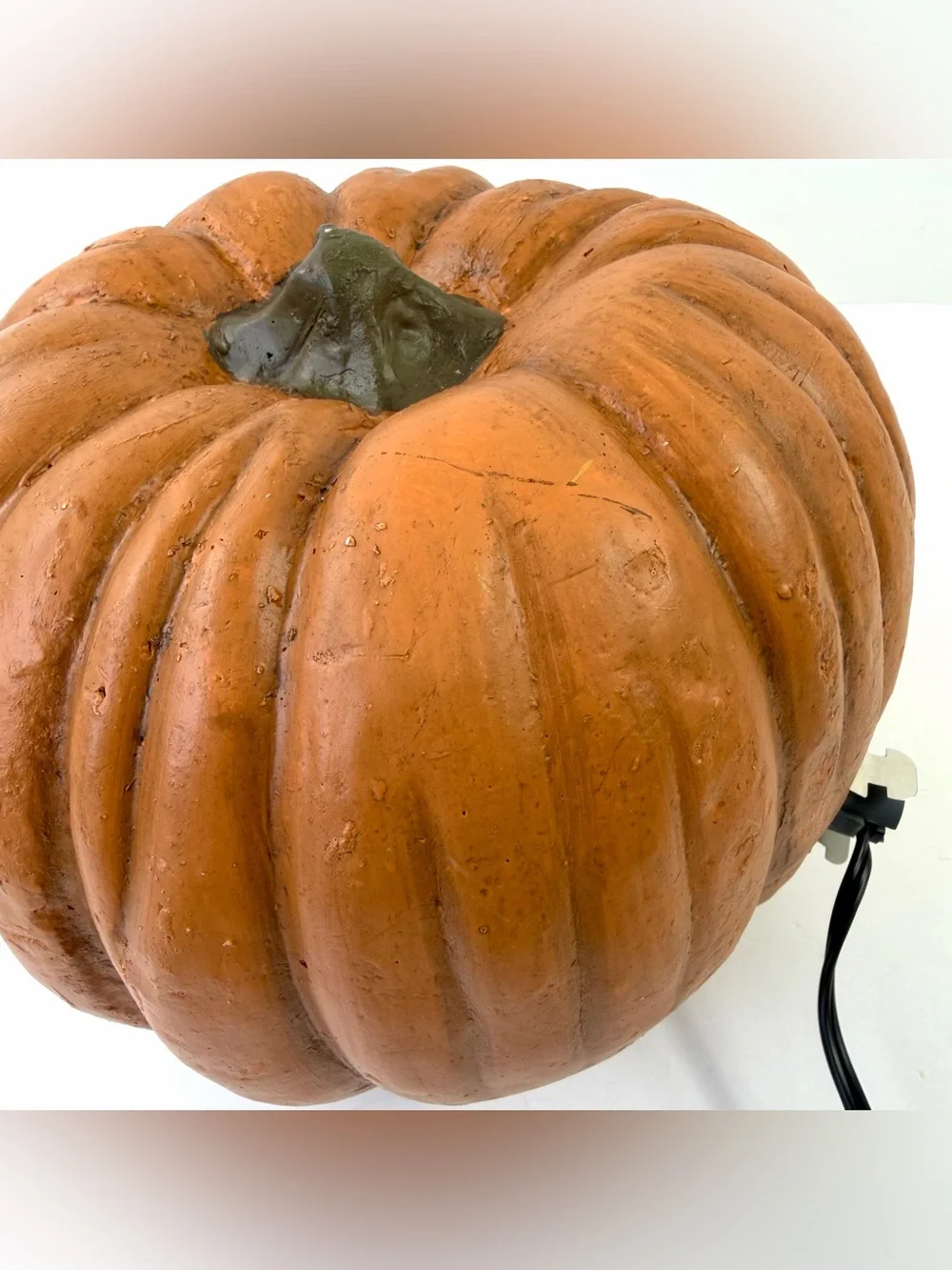 Vintage Lighted Jack O Lantern Pumpkin Hand Painted Primitive Halloween Decor 7”